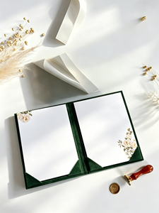 Livre <span class=keywords><strong>de</strong></span> Vœux <span class=keywords><strong>de</strong></span> Mariage en Velours Vert Émeraude Personnalisé avec Lettrage Doré, Pochettes d'Angle, Insert Floral en Papier, Livret <span class=keywords><strong>de</strong></span> Vœux <span class=keywords><strong>de</strong></span> Mariage pour Lui et Elle - Product Image 3