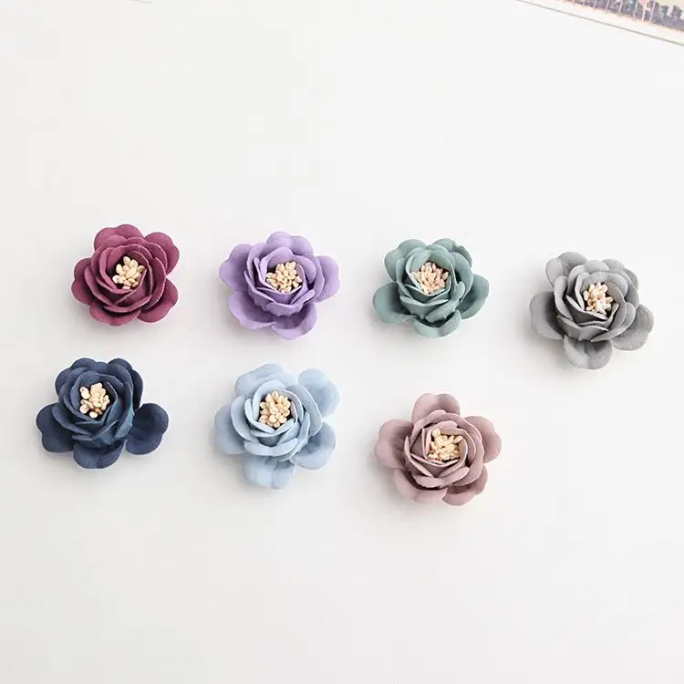 3.5CM Hot Sale Chiffon Petals Flower with Pearls DIY Fabric Hair Flowers For Kids Girls Headwear Hair Accessories