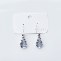 Anting Resin Transparan Bentuk Tetesan dengan Bunga Kering Buatan Tangan, Anting Bunga Forget-me-not Asli Warna Biru untuk Wanita Grosir