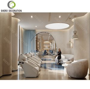 Diseño elegante de decoración para salón de belleza, mostrador de recepción personalizado para salón de belleza, mesa para salón de uñas, muebles para salón de belleza - Product Image 3