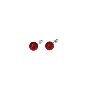 Pendientes de Plata de Ley 925 Yinruitai con Ágata Roja en Forma de Bola para Uso Diario, Poste de Plata 925 - Product Image 5