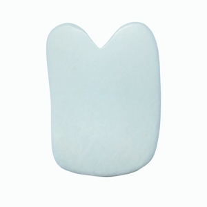 Unique V-Cut Rectangle Gua Sha Stone Natural White Xiuyan Jade Facial Sculpting <b>Tool</b> with Smooth Edges - Product Image 1
