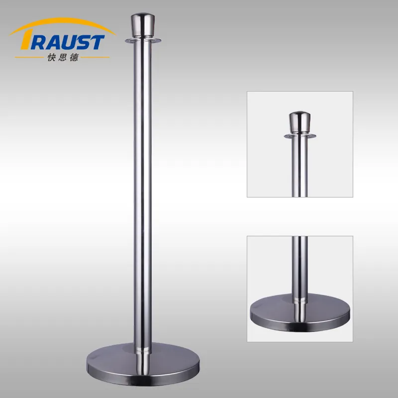 แท่นสเตนเลสสตีลสีดำสีเงินคอนกรีตยืน Stanchion Barrier พิพิธภัณฑ์กลางแจ้ง2ชิ้นสีขาวกำมะหยี่สีแดงแขวนเชือกป้ายป้าย