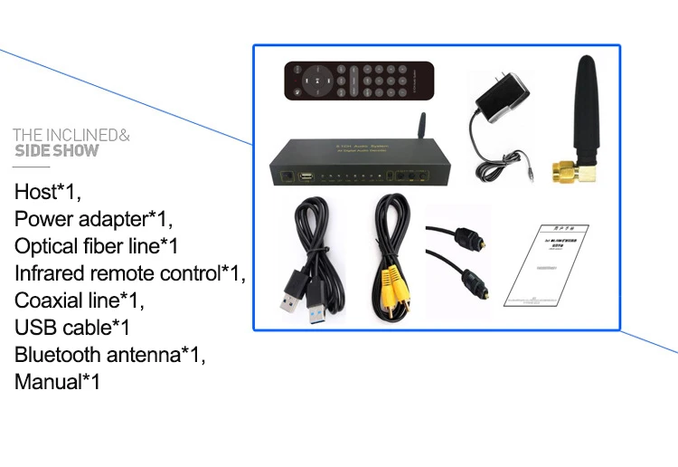 Decoder 5.1CH with Bluetooth Receiver Audio Converter 5.1 MP3 USB  Amplifier DAC Spdif For Home Theater Sound KTV Play