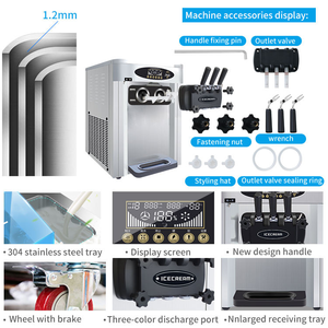 Machine à glaces à 3 saveurs pour table, 2000W, machine à glaces Vevor 25-32L, machine à faire des glaces pour la maison - Product Image 4