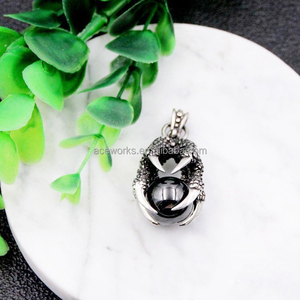 Retro Stainless Steel Dragon Claw Urn Necklace for Ashes | Gothic <b>Memorial</b> Cremation Jewelry Keepsake Pendant with Colorful Orb - Product Image 3