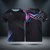 Camiseta Deportiva de Tenis de Mesa y Bádminton, de Secado Rápido y Transpirable, Manga Corta, Cuello en V, Unisex, de Malla Elástica, para Verano