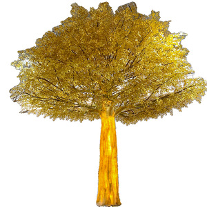 Arbre artificiel d'intérieur grand format Shenghong Landscape, imitant un arbre de banyan illuminé, feuilles dorées, ornement décoratif - Product Image 1