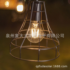 <b>Solar</b> Garden <b>Light</b> <b>Hanging</b> Iron Cage Incandescent Bulb Outdoor Patio Decor 12V DC Mono Si <b>Solar</b> Powered - Product Image 4