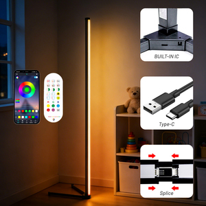 Lámpara <span class=keywords><strong>de</strong></span> Pie Inteligente RGB S Corner con Control Remoto, 16 Millones <span class=keywords><strong>de</strong></span> Colores, Sincronización Musical, Luz LED Moderna para Sala <span class=keywords><strong>de</strong></span> Estar, Hogar - Product Image 2