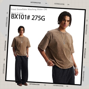 T-shirt ARTIE da uomo, stile europeo-americano, modello boxy, tinta unita, manica corta, edizione basic, vestibilità ampia - Product Image 3