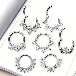 Freya Septum Burun Piercing Takısı İnek Burun Halkaları Zirkon Gümüş Renk Sığır Burun Halkası Segment Labret Piercing Kulak Lobe Küpeleri - Product Image 3