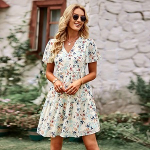 Vestido Midi de Gasa con Estampado Floral Personalizado para Mujer, MOQ Bajo, Manga Corta, Tejido Transpirable, Detalle de Espalda Recortada, Estilo Casual - Product Image 3