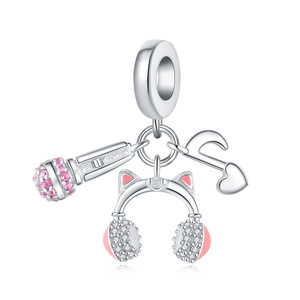 Lindo colgante con forma de gato, micrófono, auricular y nota musical, pulsera DIY, joyería, accesorio para mujer - Product Image 1