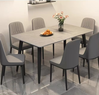 Ensemble de table à manger en pierre frittée, mobilier de salle à manger rectangulaire moderne avec chaises en PU, table à manger pour la maison et les restaurants, vente en gros