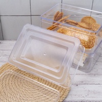 Boîte de présentation rectangulaire en plastique rigide PS de qualité alimentaire 143x102x60mm 580ml pour biscuits, pâtisseries, cadeaux JNH 031 Transparente