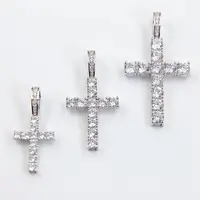 Desain Fashion 925 Perak dengan 2Mm-5Mm Lebar GRA Moissanite Diamond Cross Bentuk Liontin untuk Hiphop Perhiasan