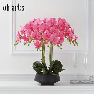 Moderna Flor de Orquídea Artificial Oh Arts de 58 cm, Orquídeas Phalaenopsis de Tacto Natural Artificiales con Maceta - Product Image 1