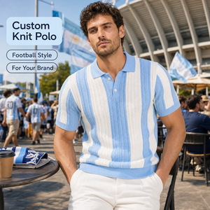 <span class=keywords><strong>Polo</strong></span> in <span class=keywords><strong>Maglia</strong></span> Jacquard Personalizzata da Uomo Stile Calcio Retrò, Produzione OEM, MOQ Basso, Maglione <span class=keywords><strong>Polo</strong></span> Colorato per Squadre e Brand - Product Image 2