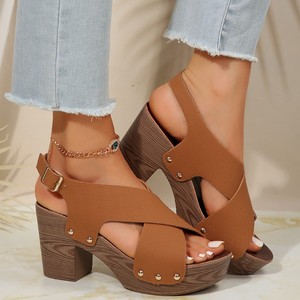 New Summer Platform Sandals For Women Crisscross Strap Thick High <b>Heel</b> Fashion Casual Ladies Large <b>Size</b> Footwear - Product Image 3