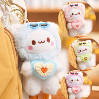 10-15cm Pluche Sleutelhanger Knuffeldier Hangertje met Parelketting Zachte Cartoon Fruitvormige Sleutelring voor Tas Charm Groothandel