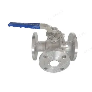 DN25 DN50 DN65 DN 100 floating type stainless steel 3way flanged ball valve