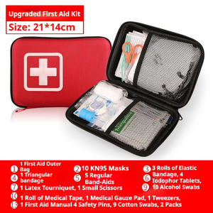 Kit de Primeros Auxilios de Emergencia para Exteriores, Set de 15 Piezas, Bolsa de Supervivencia Portátil de Tela Oxford con Carcasa Rígida, Incluye Mascarilla Facial, para Ciclismo - Product Image 4