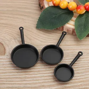 1/6 Scale Vintage Mini Dollhouse Miniature Metal Frypan Frying Pans Cooking Pot Cookware Kitchen Accessory