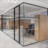 Modern Frameless Clear Transparent Glass Partition Wall Sound Absorption for Office School Warehouse Workshop-Movable Modular