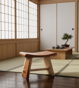Taburete Curvo de Madera Suar Hecho a Mano con Grano Orgánico en Tonos Cálidos, Estilo Industrial Ecológico, el Toque Perfecto para el Dormitorio Moderno - Product Image 4
