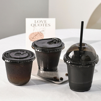 Gobelet à café jetable personnalisé avec logo, 360 ml, en forme de U, 89 mm, en PET, de qualité alimentaire, avec couvercle, pour café glacé, transparent imprimé