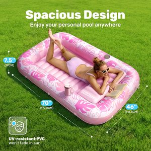 Tumbona Inflable de PVC para Broncearse, Flotador Inflable para el Mar, Jacuzzi Inflable para Tomar el Sol al Aire Libre, Flotador con Almohada, Regalo - Product Image 3