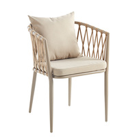 Ensemble de table et de chaises de salle à manger en aluminium tissé d'extérieur de style nordique, design moderne, table longue pour fête à domicile, ensemble de chaises, vente en gros