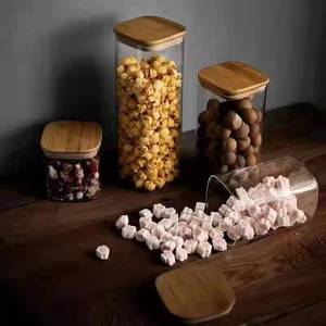 Storage Jar Stock Selling High Quality High Borosilicate Glass Storage Jar Bamboo Lid High Borosilicate Glass Jar