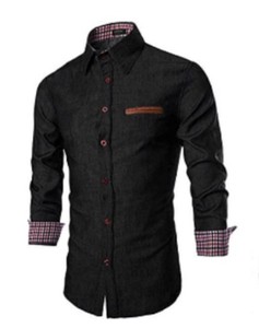 Wholesale Fashion Cowboy <b>Jeans</b> <b>Shirt</b> Casual Floral V-neck Autumn Long Sleeve Slim Fit Denim Cotton <b>Shirts</b> <b>for</b> <b>Men</b> Daily High - Product Image 5