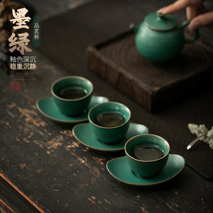 Juego de Taza y Platillo de Cerámica, Diseño Retro en Forma de Lingote, Aislante del Calor, Accesorio para la Ceremonia del Té, Uso para el Té de la Tarde, Origen Dehua - Product Image 1