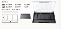 Palette cosmétique vide noire carrée à 6 compartiments, durable et peu encombrante, pour emballage de fards à paupières et blush en marque privée