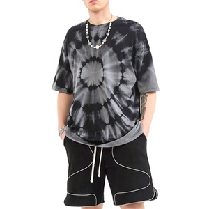 dark grey tie dye print oversize drop shoulder shirt