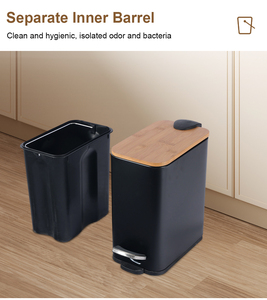 Hot Sale Wood Lid Slim Bathroom Pedal <strong>Bin</strong> With Toilet Brush Hotel 5L 1.3 Gallon Rubbish <strong>Bin</strong> Luxury Bathroom <strong>Trash</strong> Can Set - Product Image 5