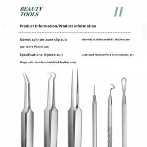 Set di 6 Strumenti per la Rimozione dei Punti Neri in Acciaio Inossidabile, Kit per l'Estrazione di Brufoli e Imperfezioni, Set di Strumenti per la Cura del Viso - Product Image 4