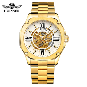 Montre-bracelet automatique de luxe pour homme T-winner, nouvelle collection, squelette, résistante à l'eau, en acier inoxydable, chiffres romains - Product Image 6