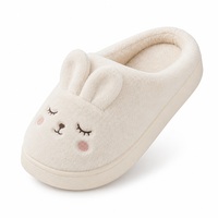 Pantoufles douillettes en peluche lapin mignon, doublure polaire douce, semelle EVA antidérapante, chaussures d'intérieur