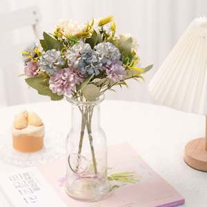 Braut strauß Hochzeits dekor Blume Künstlicher weißer Stoff Mini Hortensien köpfe Blumen busch - Product Image 3