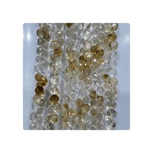 Cuentas de gota de cebolla facetadas de cuarzo citrino natural Cuentas de piedras preciosas de citrino de hebra de 8 pulgadas para la fabricación de joyas - Product Image 1