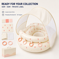 Bouée de piscine pour bébé avec auvent intégré, siège en tissu intégré et quatre anneaux de jeu pour collections en marque blanche