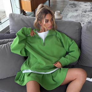 Nueva moda Casual pulóver Falda corta traje transfronterizo de manga larga cárdigan Sudadera con capucha de dos piezas - Product Image 3