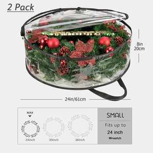 Heavy Duty Protector With Handle Clear Wreath Storage <b>Bag</b> for Holiday Seasonal Garland - Product Image 3