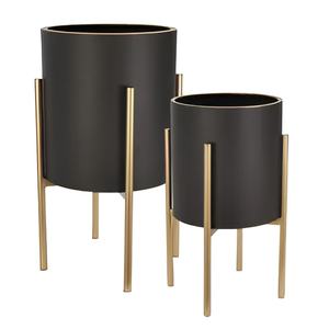 กระถางต้นไม้แบบใหม่พร้อมโครงและกระถางทรงกลมสีดำทำมือสำหรับตกแต่ง โดยผู้ส่งออก - Product Image 4