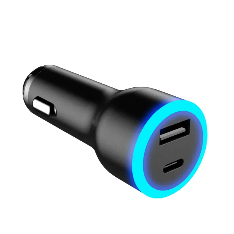 New 45W Dual Type C USB A 2 Port Mobile Cell Phone Metal PD Fast Charging Power Adapter Car Charger