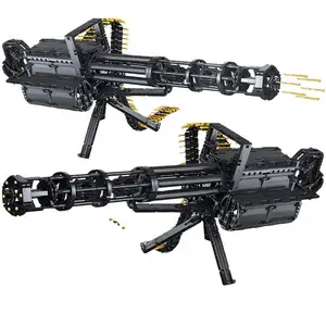QIZHILE 1422 قطعة ألعاب مكعبات البناء بندقية اشتراكاتك رصاصة البلاستيك جاتلينج بندقية الانبعاثات نموذج اللبنات العسكرية الجيش أطفال بندقية